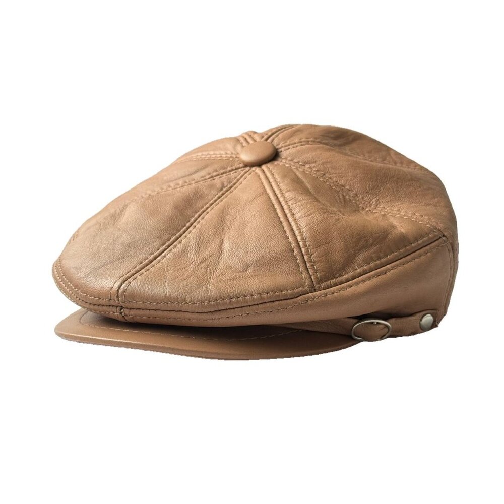 Leather Flat Cap | Real Sheepskin Leather Ivy Hat - Picture 3 of 6